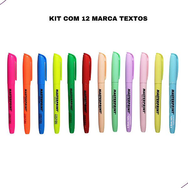 Kit 12 Marca Texto Masterprint (6 Neon + 6 pastel)