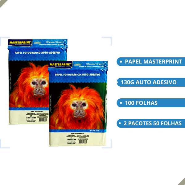 Papel Fotográfico Adesivo 130g Brilhante Glossy A4  - 100 Folhas Premium