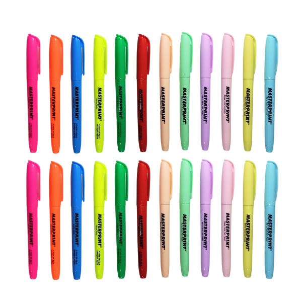 Kit 24 Marca Texto Masterprint (12 Neon + 12 pastel)