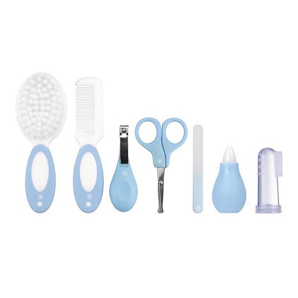 Kit Higiene de Bebê 7 Peças Pimpolho Cor:Azul