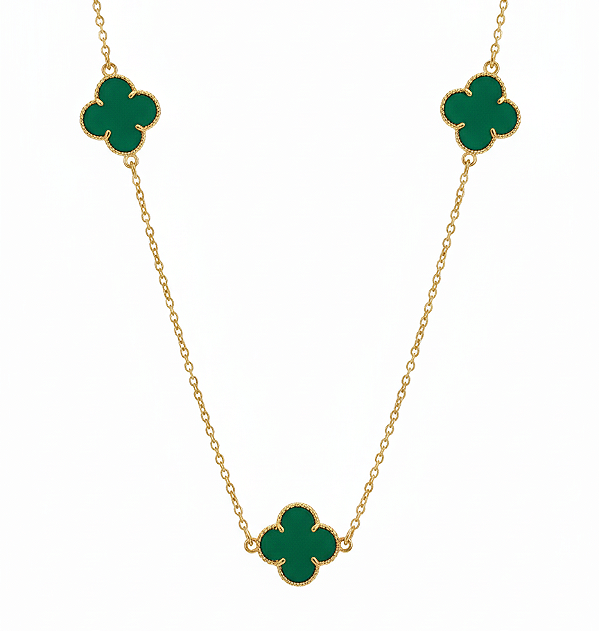 Choker trevo verde escuro (BANHADO A OURO 18k)
