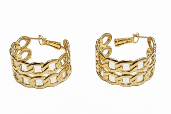 Argola grande aro vazado texturizado (BANHADO A OURO 18k)