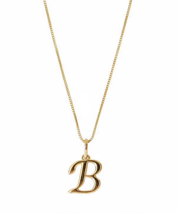 Corrente com pingente de letra "B" simples (BANHADO A OURO 18K)