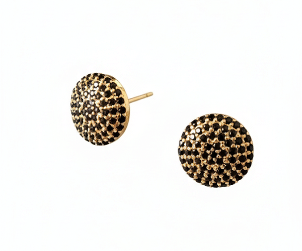 Brinco redondo todo cravejado de micro zircônia negra