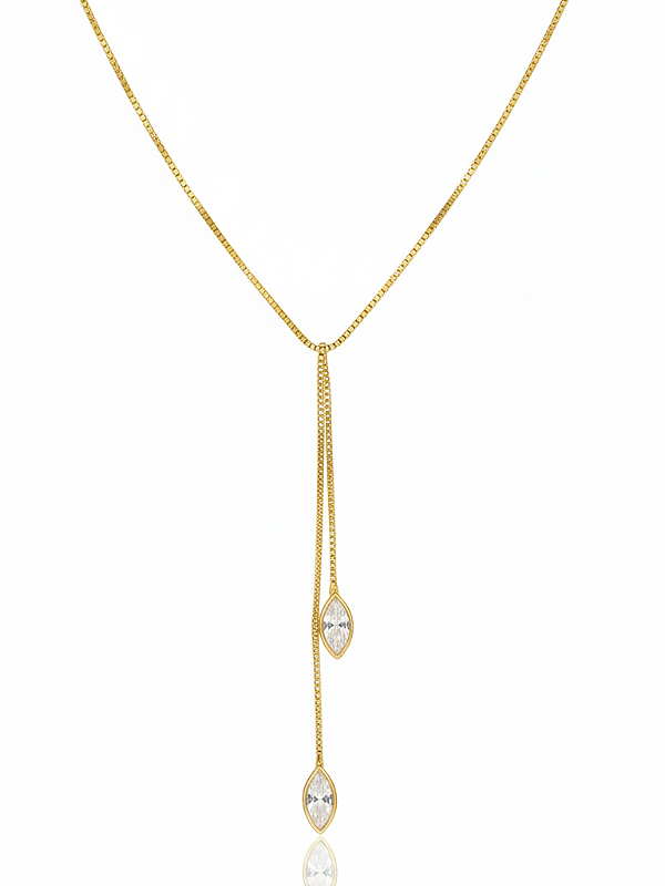 Colar gravatinha com ponto de luz gota (BANHADO A OURO 18k)