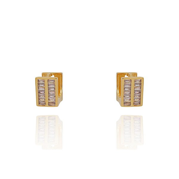 Brinco De Argola Articulada Cravejado Cristal (BANHADO A OURO 18K)