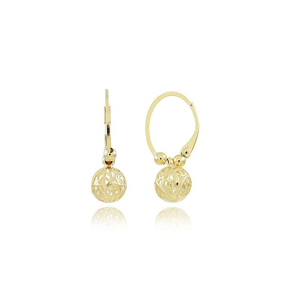 Brinco Articulado Com Bolinha Aramada (BANHADO A OURO 18K)