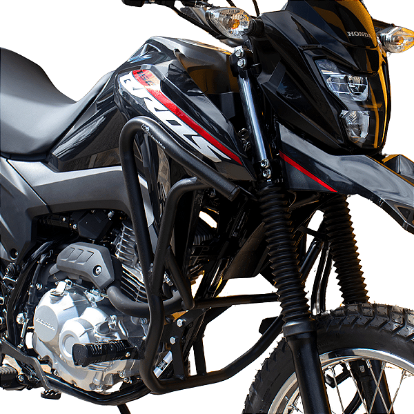 PROTETOR DE CARENAGEM PARA BROS 160 2025 EM DIANTE COM PEDALEIRA PRETO FOSCO