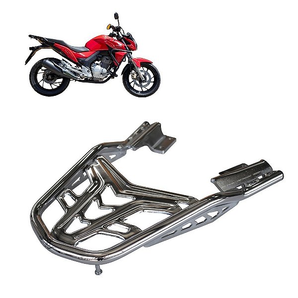 BAGAGEIRO CB TWISTER 250 2016 A 2023 CURTO CROMADO MA ACESSÓRIOS VISION