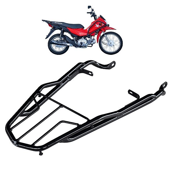 BAGAGEIRO POP 110 2015 A 2025 REFORÇADO LONGO PRETO MA ACESSÓRIOS