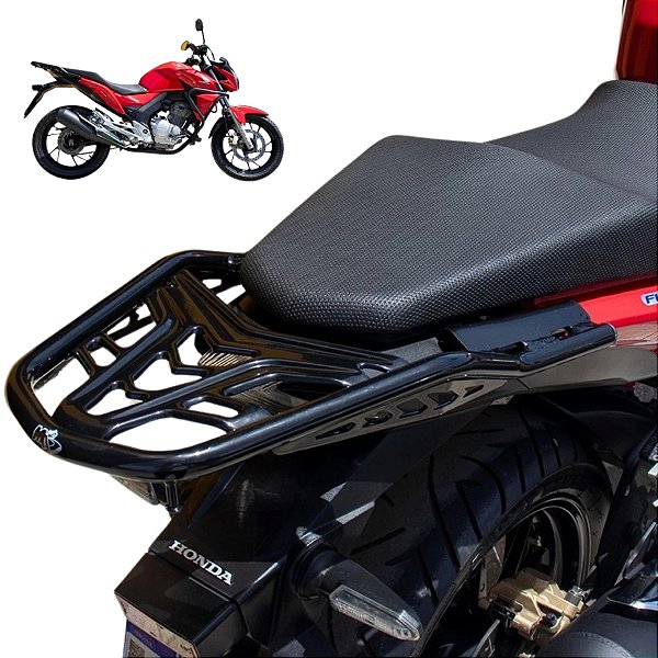 BAGAGEIRO SUPORTE BAU CB TWISTER 250 2016 A 2023 REFORÇADO PRETO