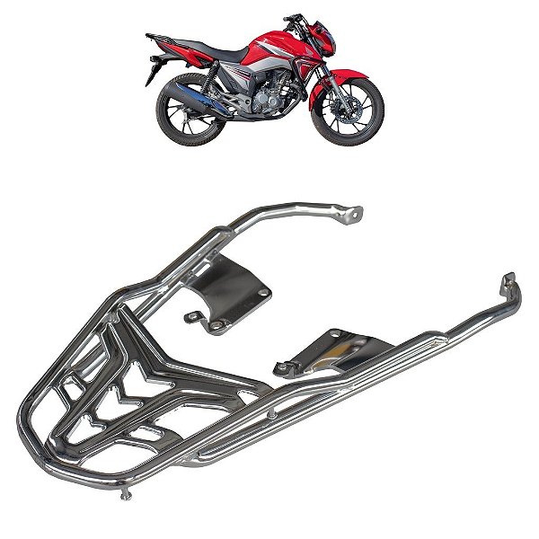 BAGAGEIRO SUPORTE BAU CG TITAN 160 2015 A 2024 REFORÇADO LONGO CROMADO