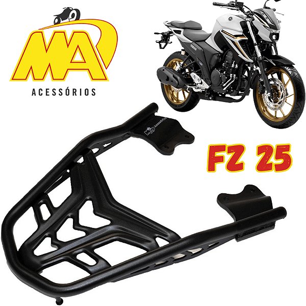 BAGAGEIRO SUPORTE BAU FAZER FZ 25 2018 A 2025 PRETO FOSCO FZ25 MA ACESSÓRIOS