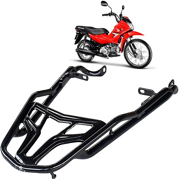 BAGAGEIRO SUPORTE BAU POP 110 2015 A 2026 HONDA REFORÇADO LONGO PRETO