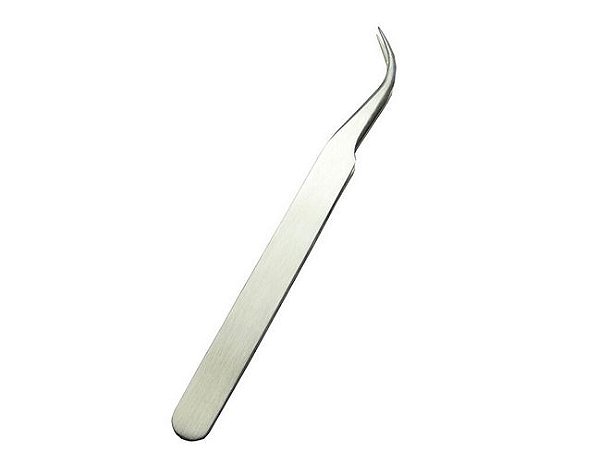 Pinça curva prata para extensão de cilios - SOBELLE