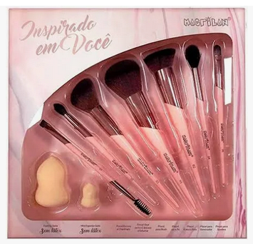 Kit com 7 pinceis p/ maquiagem macrilan