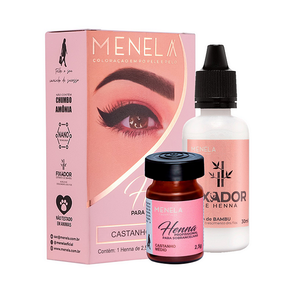 Henna Profissional para Sobrancelhas Menela - Castanho Médio