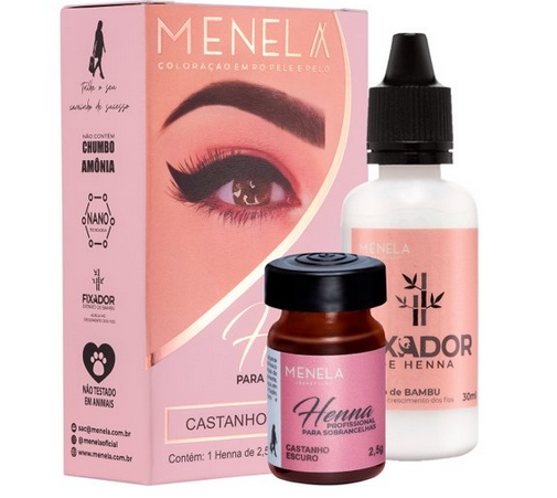 Kit Henna Profissional para Sobrancelhas Menela - Castanho Escuro