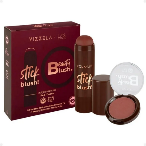 Kit Vizzela La's Clothing Red Mocha: Blush Stick e Compact