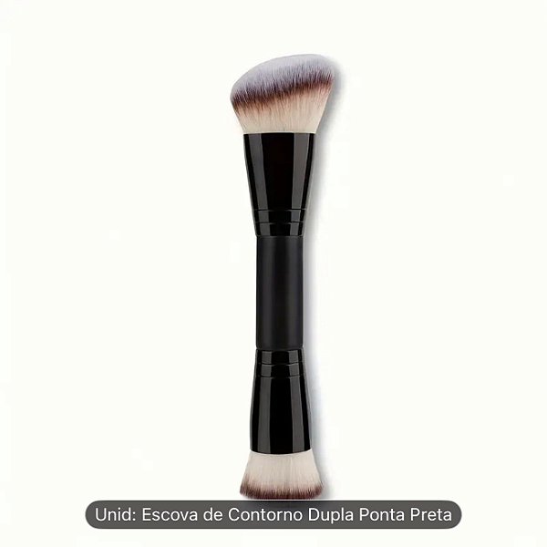Pincel Duplo para Base e pó - Compatível com Contorno, Pó, Blush - Cerdas Sintéticas Macias