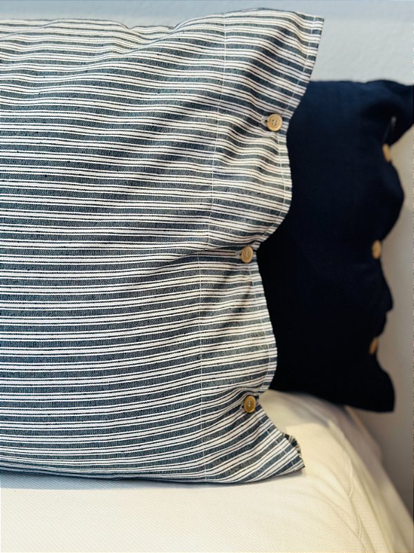 Fronhas Lili Listradas Azul Acinzentado