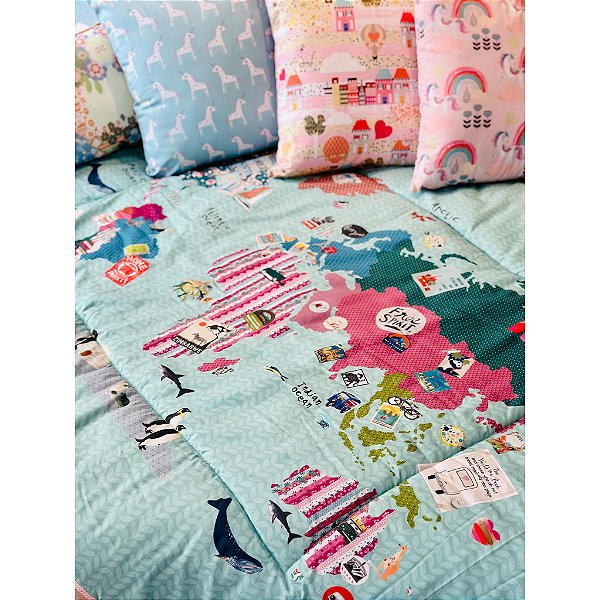 Tapete Infantil Mapa Mundi Menina