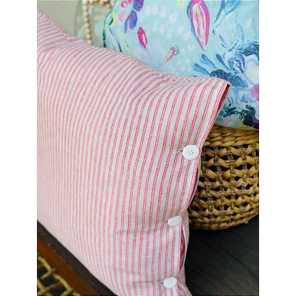Almofada Roma Listrada Rosa e Laranja