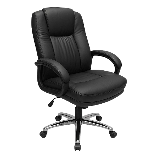 Cadeira de Escritório em PVC Bonded Leather Preta com Estrutura Ergonômica CADE-DO-HLC-1402L-1B