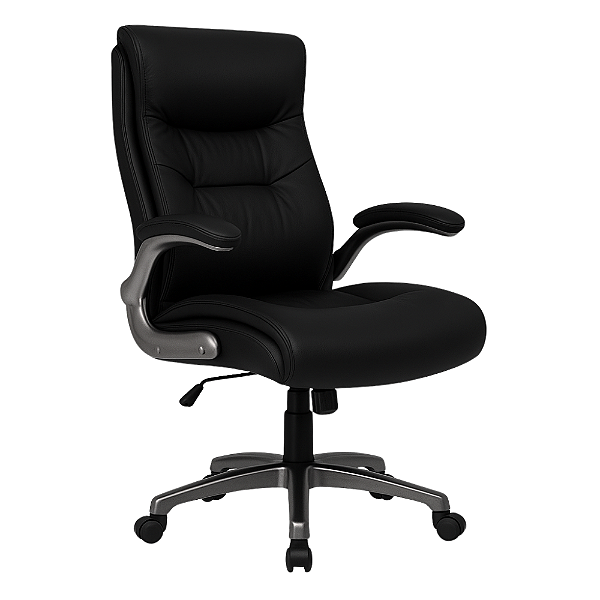 Cadeira de Escritório em PU e PVC Preto com Estrutura Ergonômica CADE-DO-HLC-0631L-12