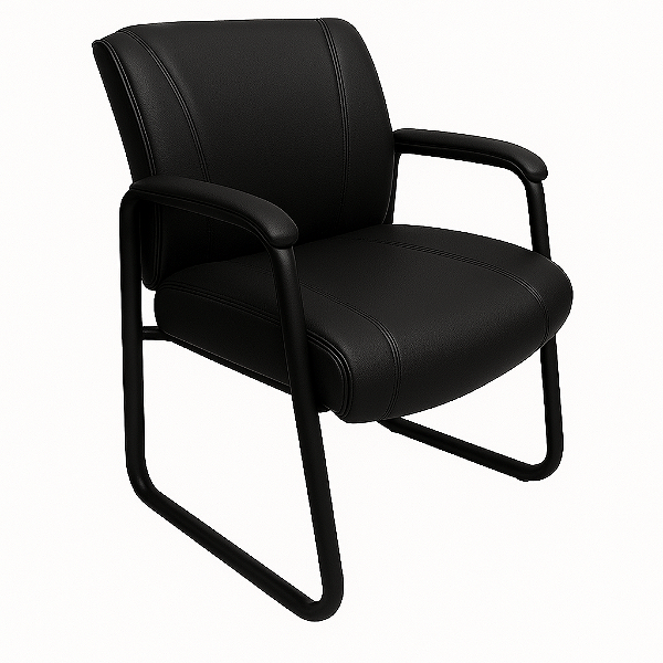 Cadeira de Escritório em PU e PVC Preta - Modelo DO-H-6530L com Estrutura Ergonômica CADE-DO-H-6530L