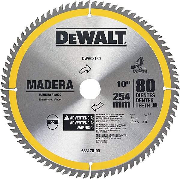 Lâmina Serra Esquadria para Madeira Mdf 10 pol. 80D DWA03130 Dewalt