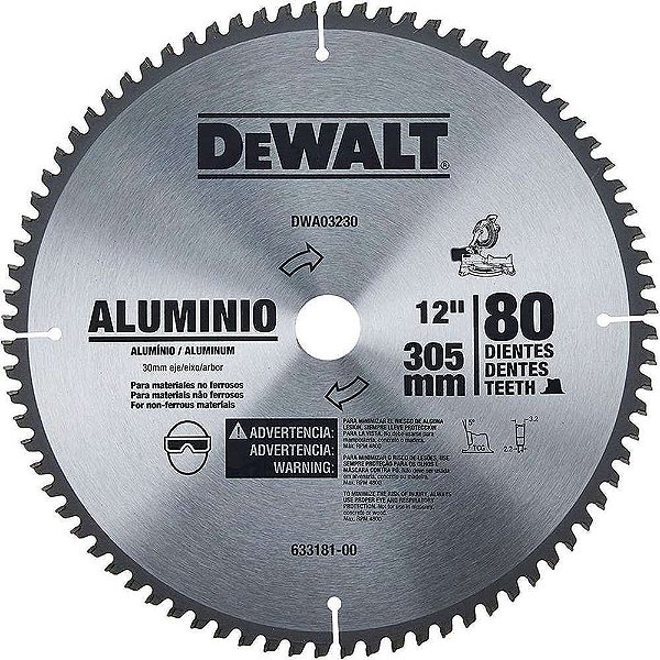 Lâmina Serra Esquadria para Madeira Mdf 12 pol. 80D DWA03150 Dewalt