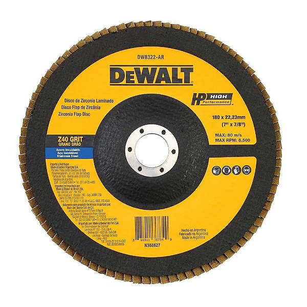 Disco Flap Fibra Cônico G40 7x7/8 DW8307 Dewalt