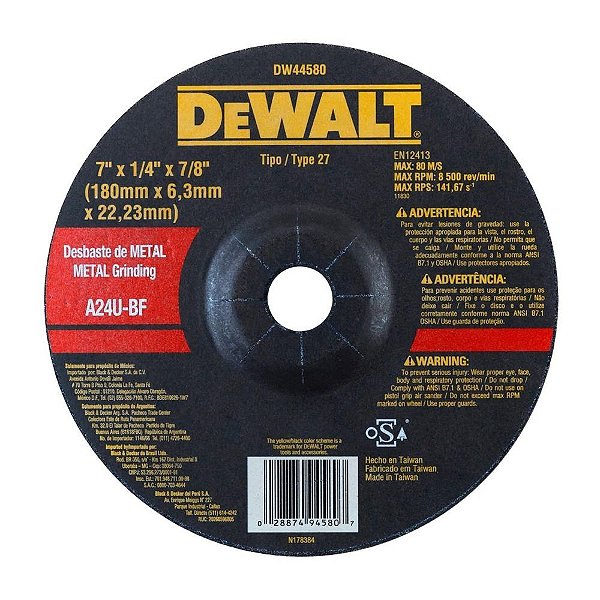Disco de Desbaste 7x14x78 DW44580 - Dewalt