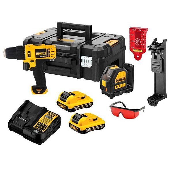 Combo Parafusadeira de Impacto + Nível Laser 12v Max Bivolt DCK205D2T-BR Dewalt