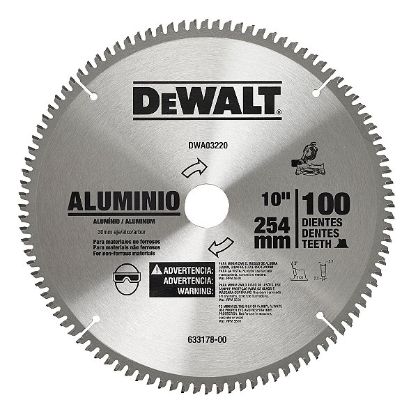 Lâmina Serra Circular Esquadria 10 Pol. 100 dentes DWA03220 Dewalt