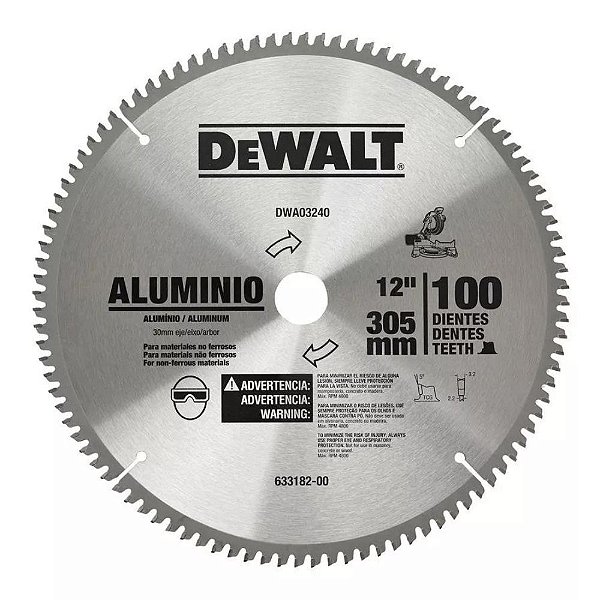 Lâmina Serra Circular Esquadria 12 Pol. 100 dentes DWA03240 Dewalt