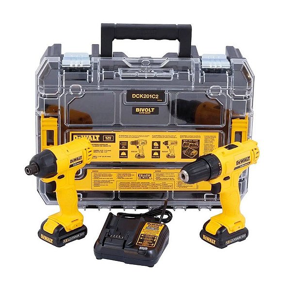 Kit Furadeira + Parafusadeira 12v Bateria Dewalt DCK201C2-BR