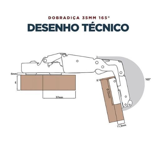 Dobradiça Gafanhoto Curva 165° FGVTN