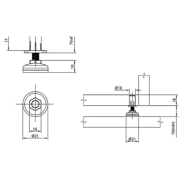 Sapata Niveladora 21mm com Regulagem FGVTN