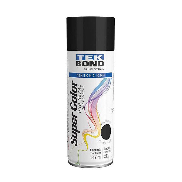 Tinta Spray Super Color Preto Brilhante 250g Tekbond