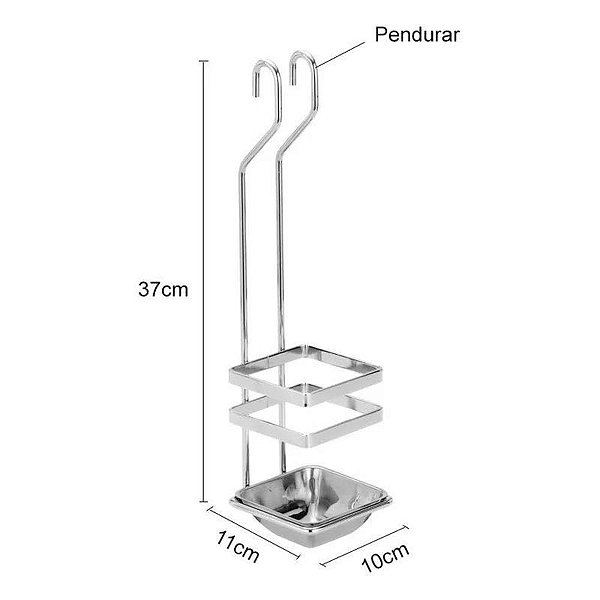 Porta Talheres com Tigela Inox Cromado 10x37cm Schmitt