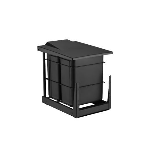 Lixeira Deslizante com Tampa 2 Cestos 20L Preto - Schmitt