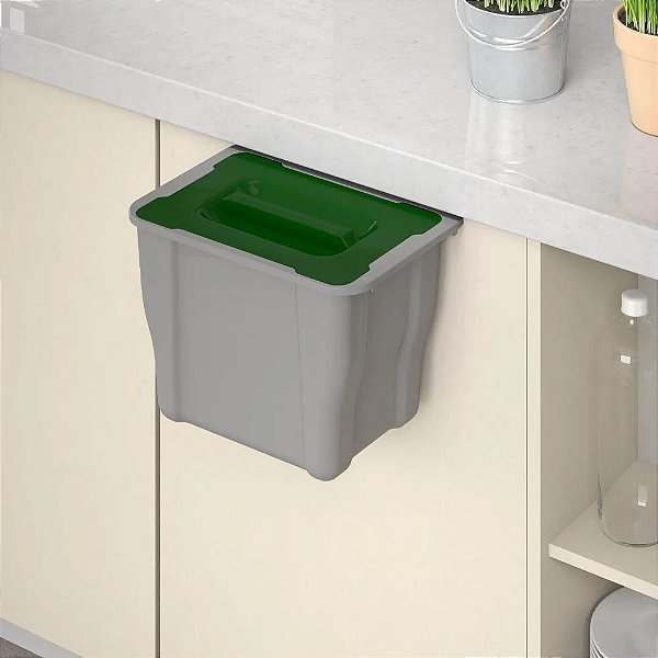 Lixeira de Plástico para Cozinha Cinza 5L Metalnox