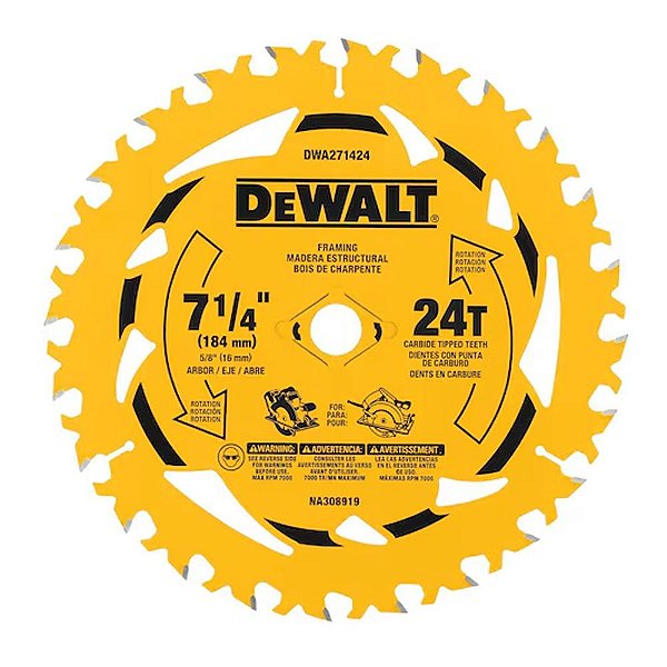 DISCO SERRA CIRCULAR - 7 1/4" (184MM) - 24D - DEWALT