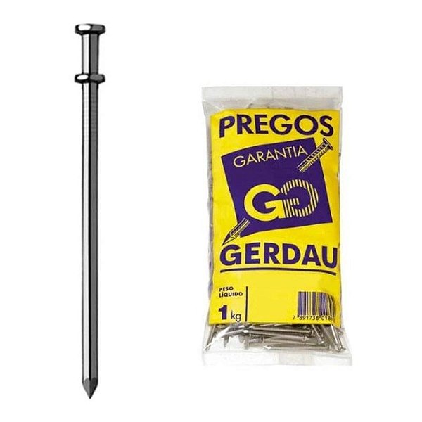 Prego com 2 Cabeças Corpo Liso 17x27 Gerdau - 1kg