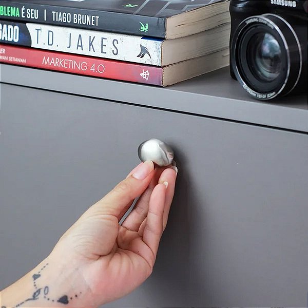 Puxador Ponto Seixo P Onix Escovado - Zen Design