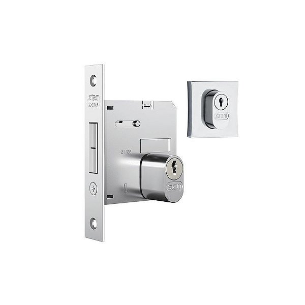 Fechadura 1006 para Porta de Correr Ros. Quadrada Cromado Stam