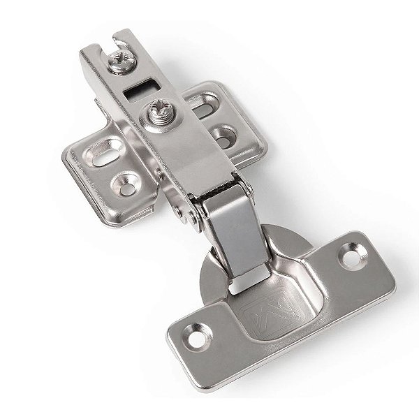 Dobradiça Reta Calço Click 4 Furos 110º com Pistão - Metalnox