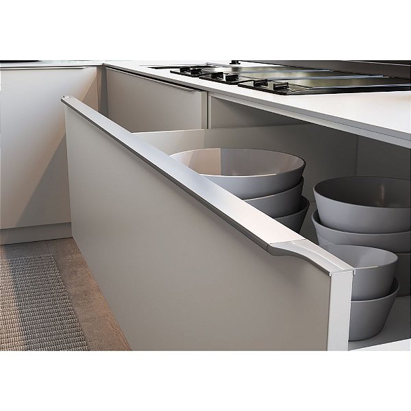 Puxador Natural 6mt para MDF e Alumínio RM-183 Facetato Onix Rometal